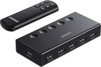 UGREEN Switch HDMI 5 en 1 Salida, 4K@60Hz, con Control Remoto, HDR, VRR, 3D, Negro