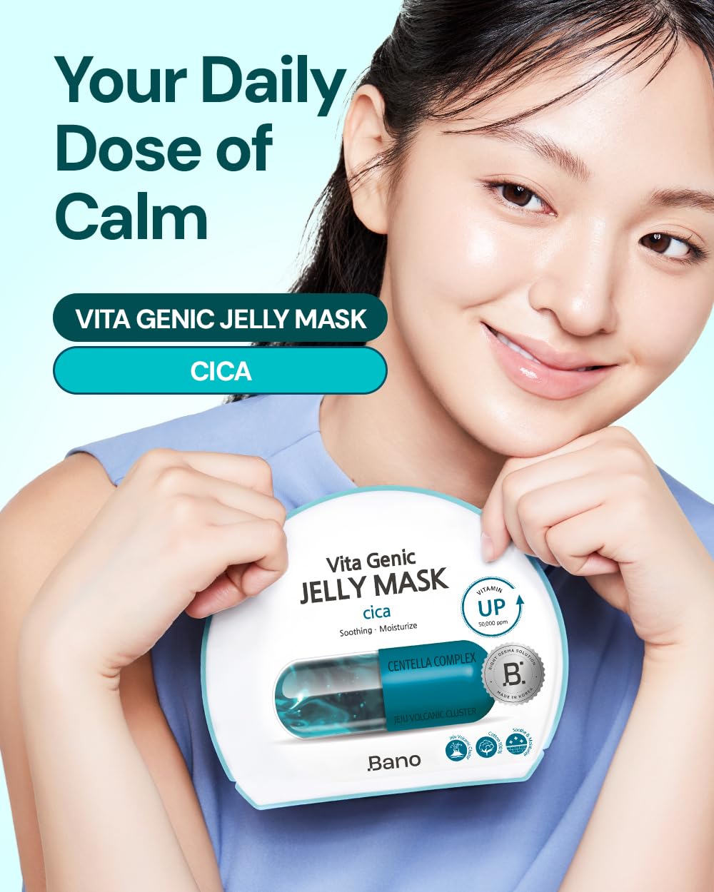 Bano Vita Genic Jelly Face CICA Mask 10EA - Mascarilla calmante e h...