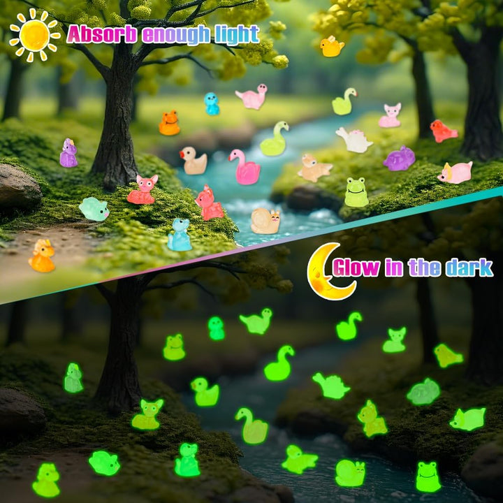 Paquete de 240 mini animales de resina que brillan en la