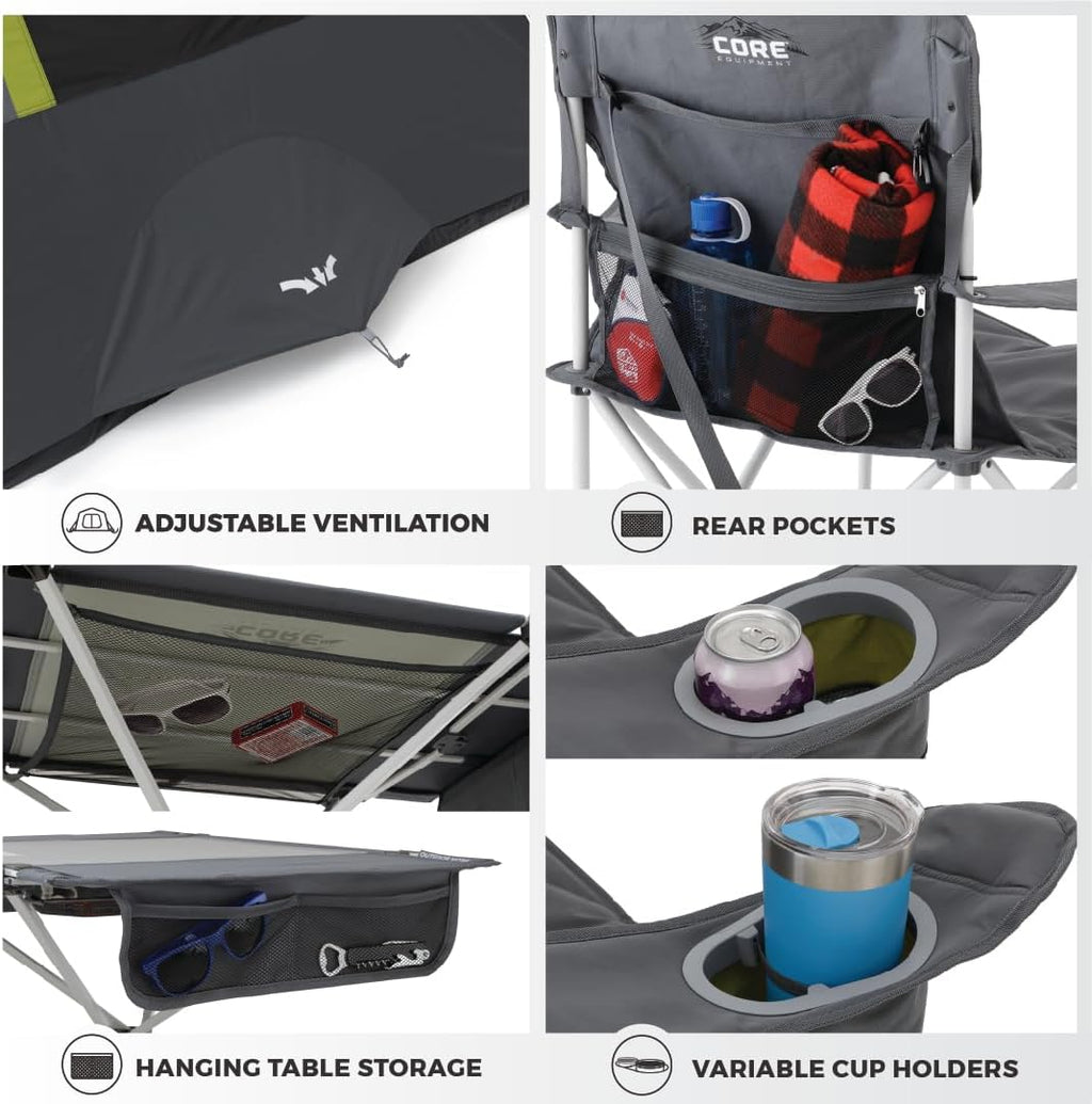 CORE - Combo de campamento de 4 piezas con tienda de campaña instantánea