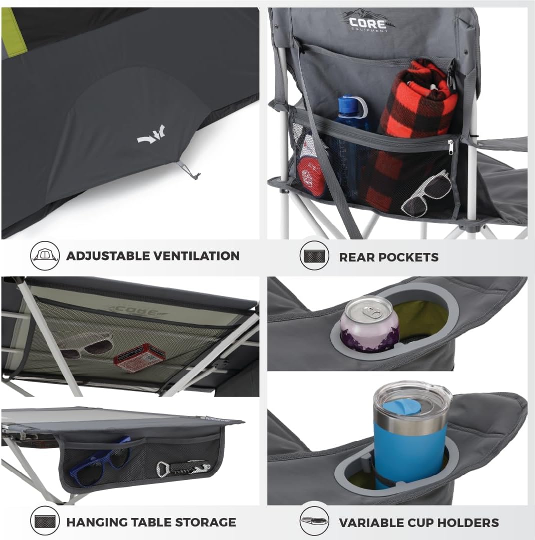 CORE - Combo de campamento de 4 piezas con tienda de campaña instantánea