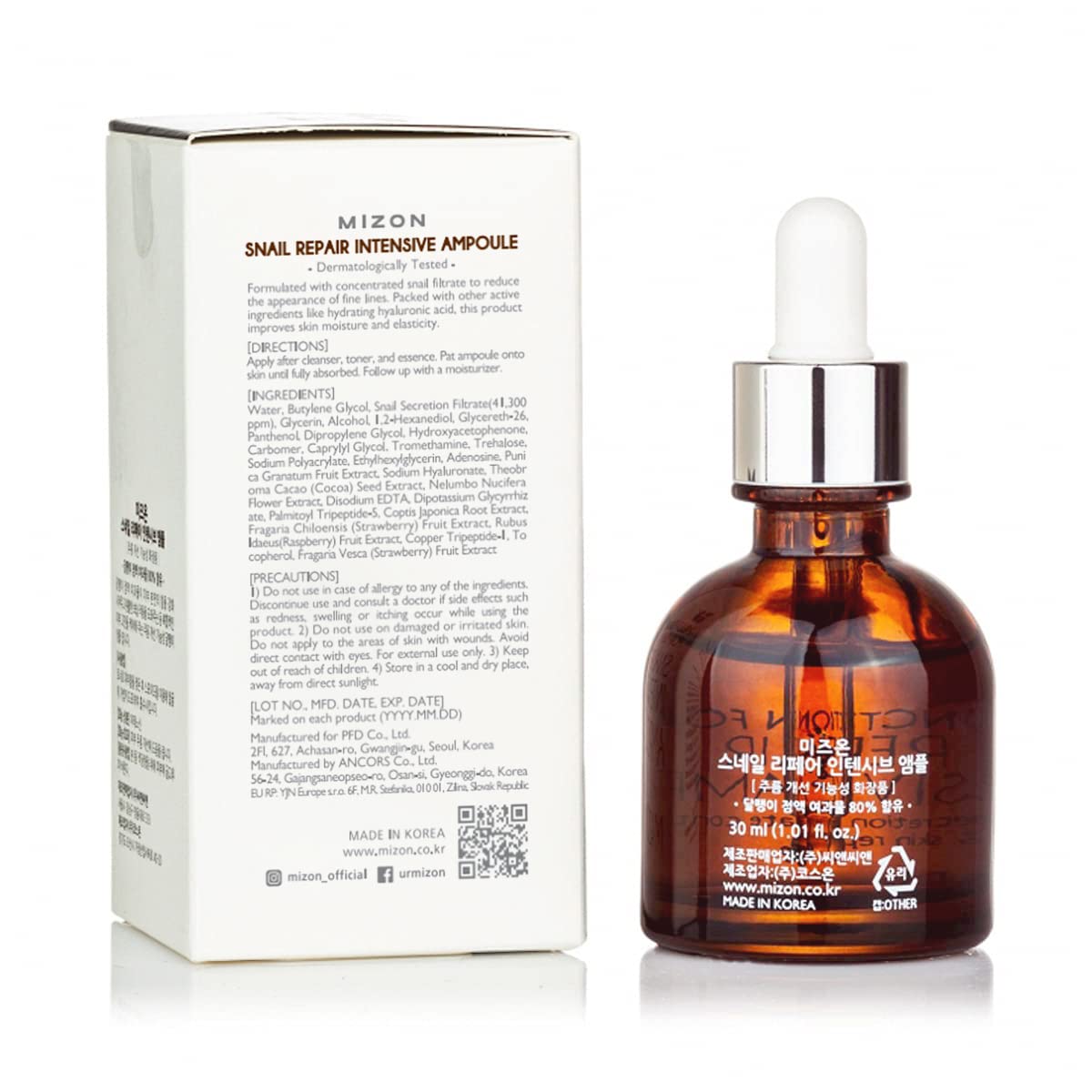 Antiarrugas intensivo, reparador de caracol de MIZON, ampolla de fó...