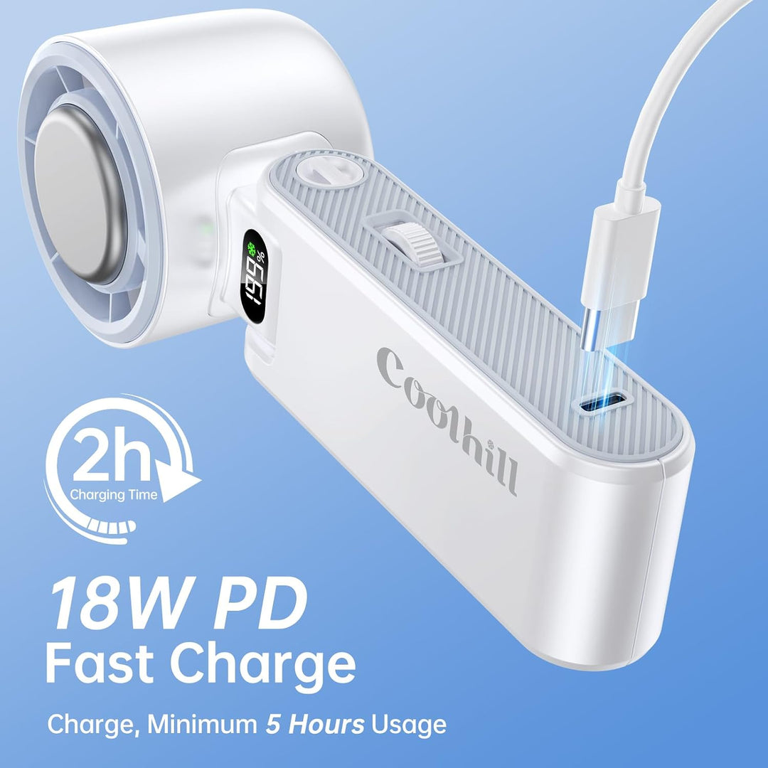 Coolhill Ventilador portátil de mano con enfriamiento Turbo 5500mAh...