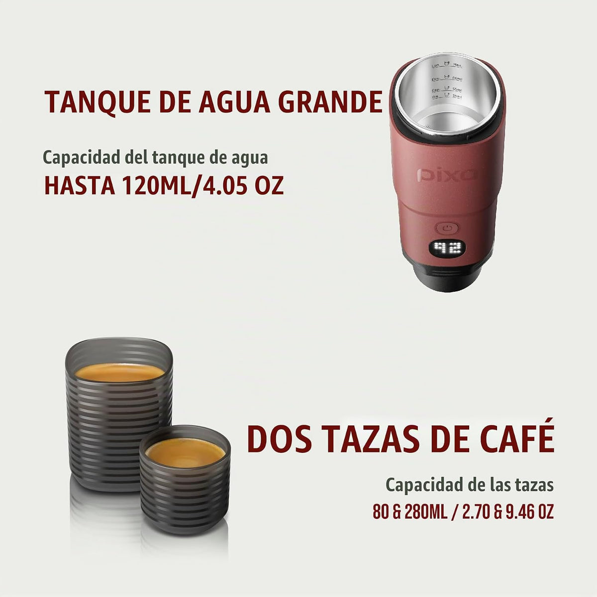 WACACO Pixapresso Máquina de café espresso eléctrica y portátil (rojo
