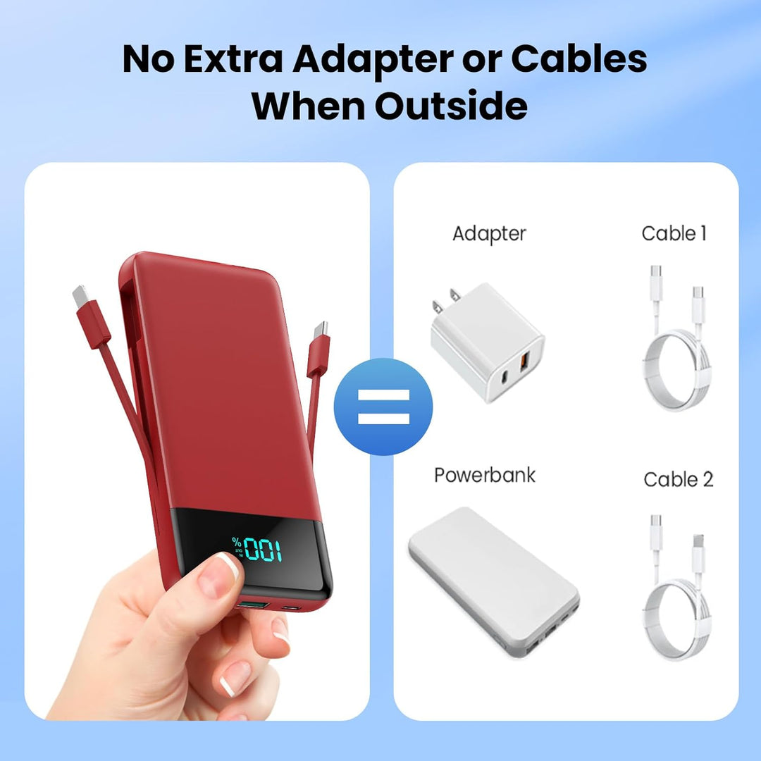 AONIMI Cargador portátil para iPhone con cables incorporados y ench...