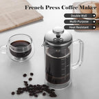 Decdeal Cafetera francesa de doble pared Cafetera de vidrio de borosilicato