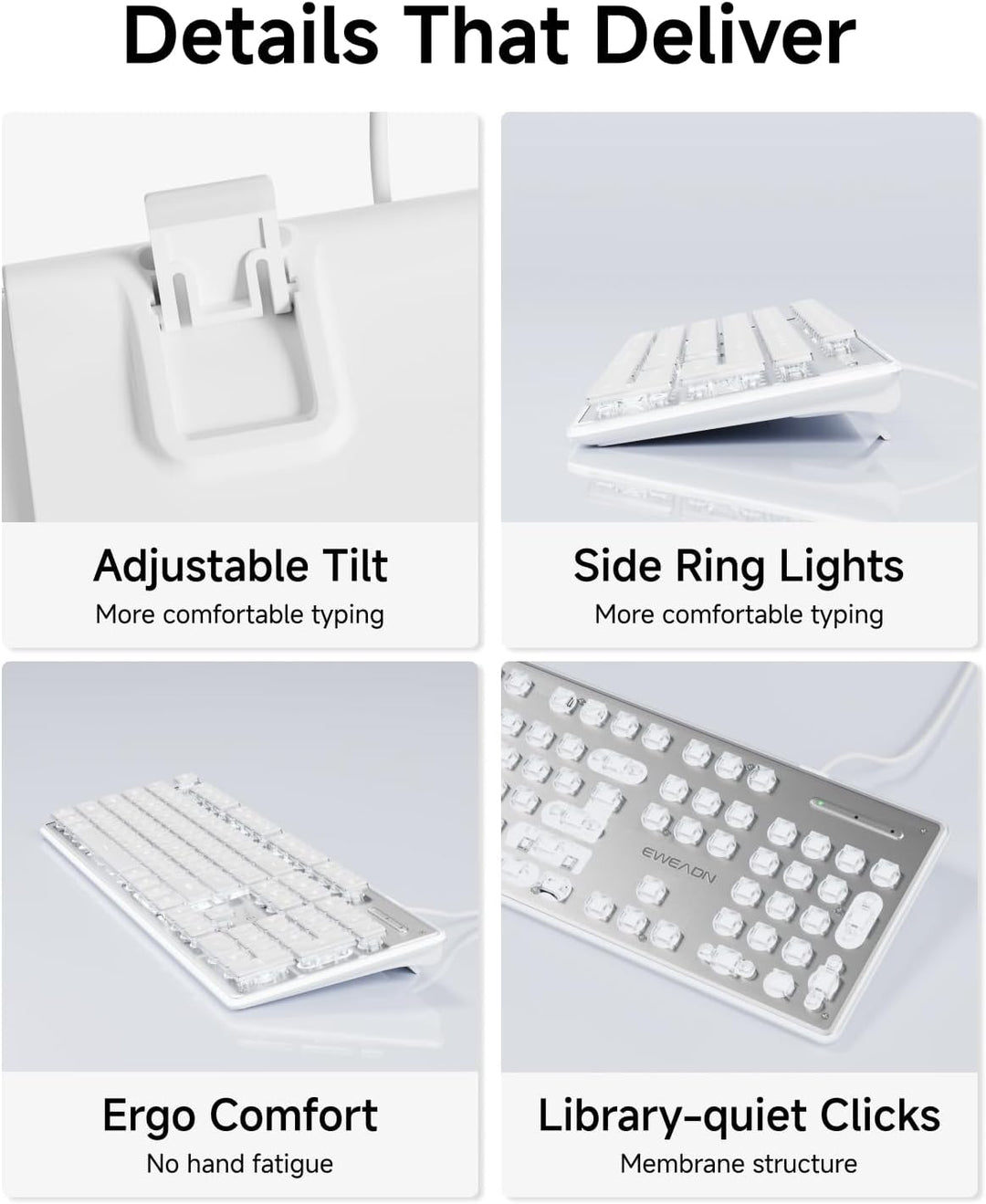 SEUNKWANG EWEADN GX710S - Teclado de computadora retroiluminado, te...