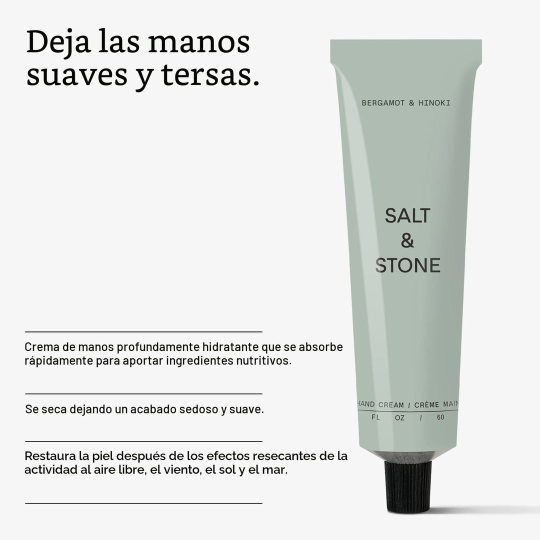 Salt &amp; Stone Crema de manos para mujeres y hombres, bergamota e...