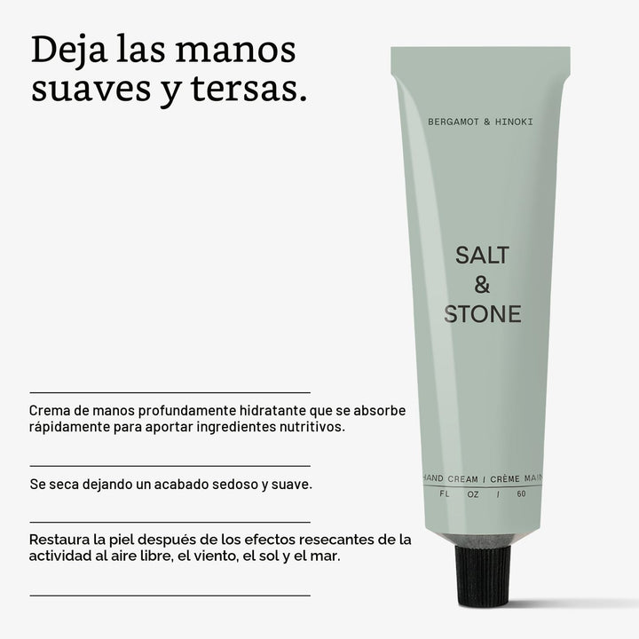 Salt &amp; Stone Crema de manos para mujeres y hombres, bergamota e...
