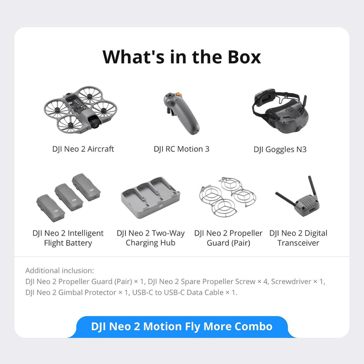 Combo DJI Neo 2 Motion Fly More con RC Motion 3 y gafas N3, transmi...