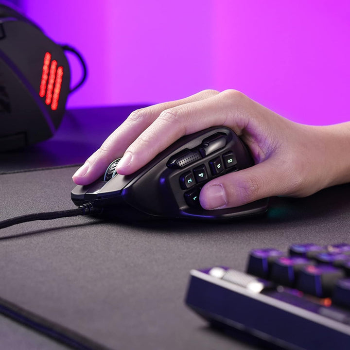 Redragon M811 Aatrox - Ratón para juegos MMO, 15 botones programabl...