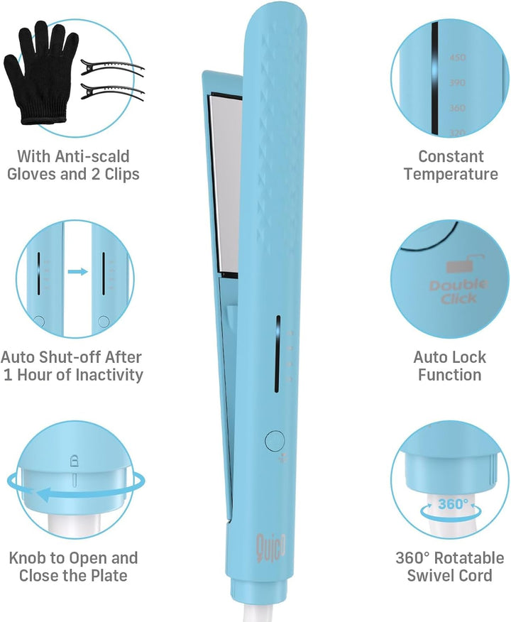 Quico Plancha para el cabello, alisadora de cabello de viaje global...