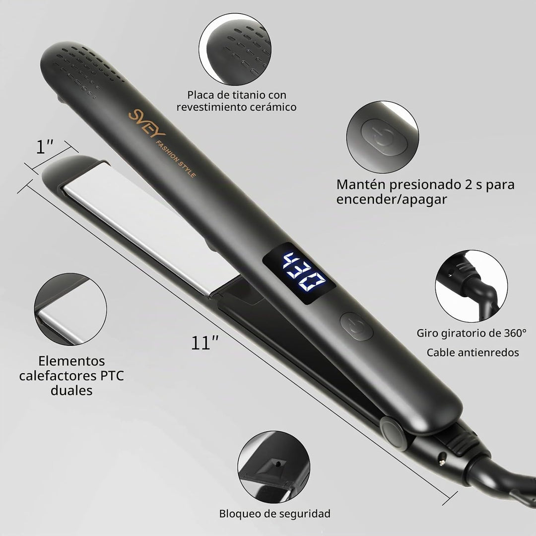 Plancha plana de cerámica Titanium de la enderezadora del pelo del...