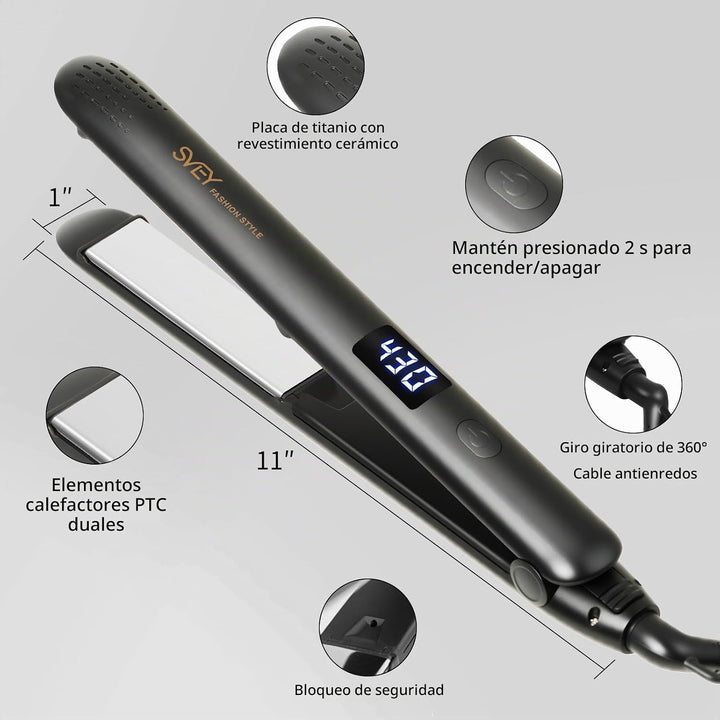 Plancha plana de cerámica Titanium de la enderezadora del pelo del...
