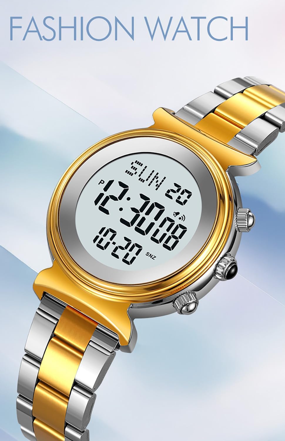 BESTKANG Reloj Digital para Mujer, Reloj de Acero Inoxidable para Mujer, Reloj Impermeable, Reloj de Doble Hora y Fecha, Reloj de Negocios para Mujer