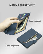 Karmiir Cartera de viaje RFID para pasaporte para mujer, funda de pasaporte de cuero con ranuras para tarjetas SIM, bolsillo con cremallera para monedas y ranura para efectivo, cartera de viaje