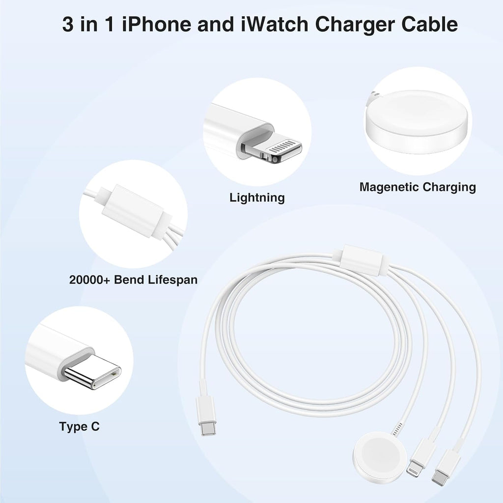 QZIIW Cargador de Apple Watch de 20 W, cable USB C magnético cargador
