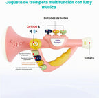 Instrumentos musicales para niños pequeños, trompeta de juguete, armónica, flauta de grabadora para niños y bebés, juego de juguetes musicales rosas para niños y niñas de 2, 3, 4, 5 años