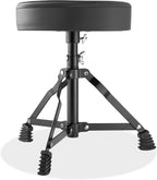Juego de tambores, negro, para niños, completo, tamaño adecuado, con platillos, taburete, palos, todo lo que se necesita para empezar a tocar., Negro