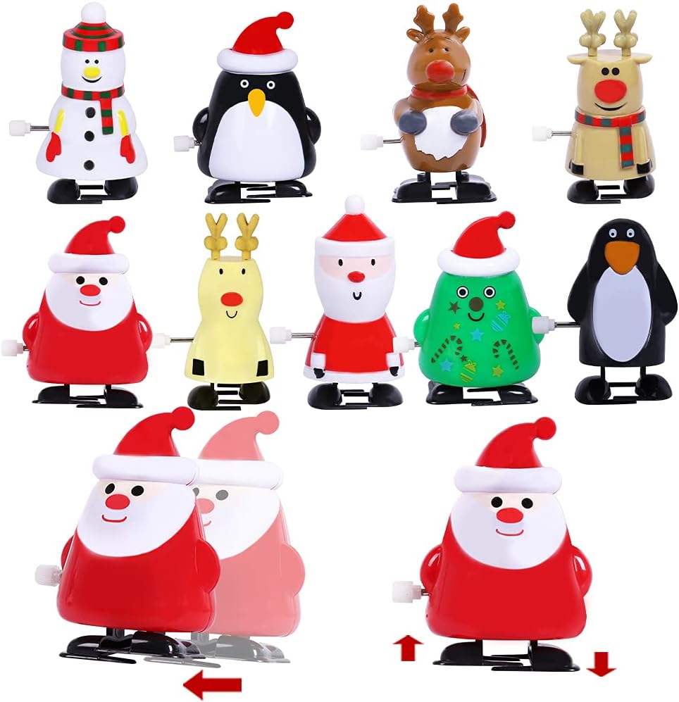 Paquete de 24 juguetes de Navidad con resorte para calcetines, relleno de calcetines para regalos de fiesta de Navidad, relleno de bolsas de regalo (Navidad)