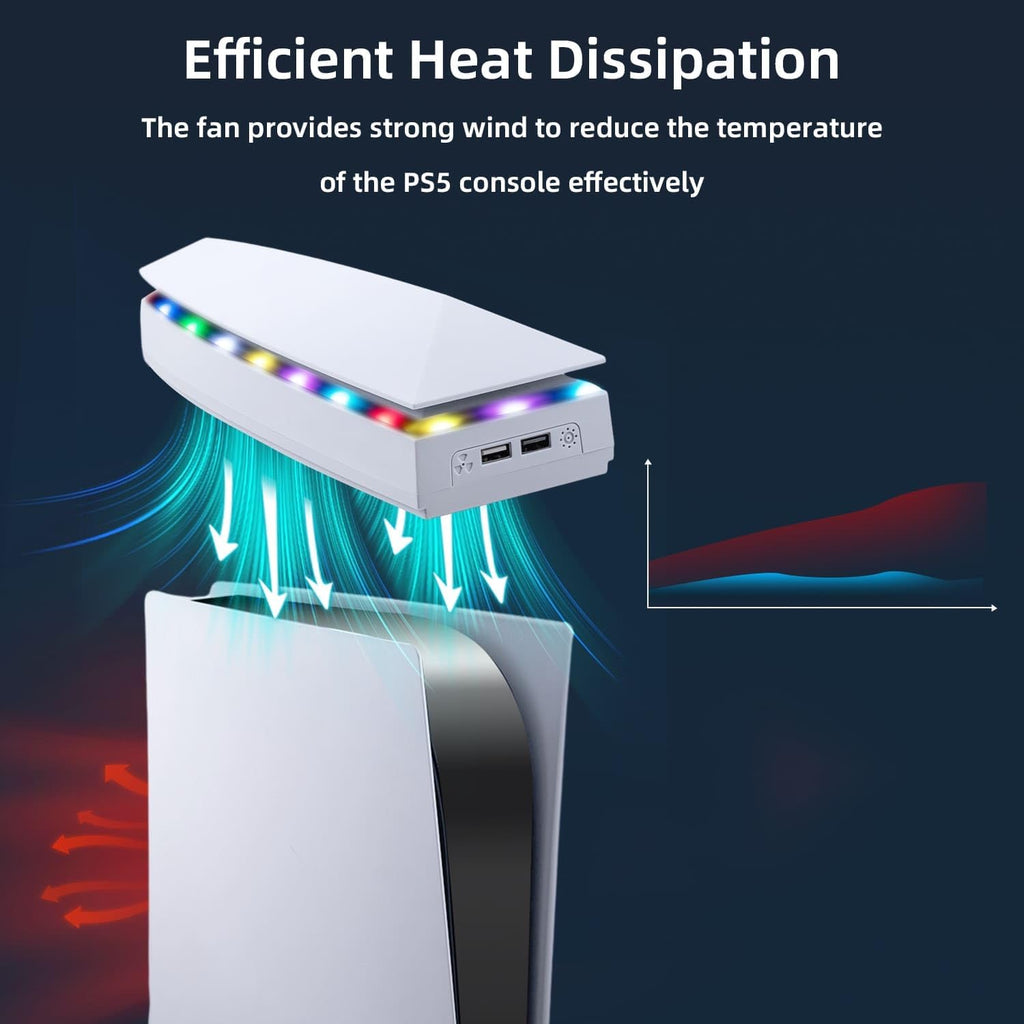 Mcbazel - Ventilador de refrigeración RGB para PS5 Disc y Digital, 3