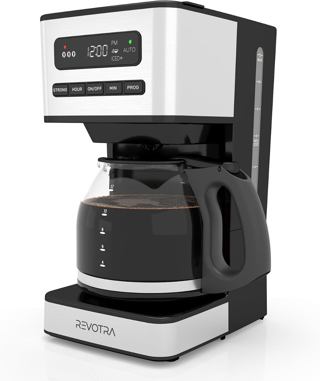 Cafetera programable de 12 tazas, cafeteras de goteo para café caliente y con hielo