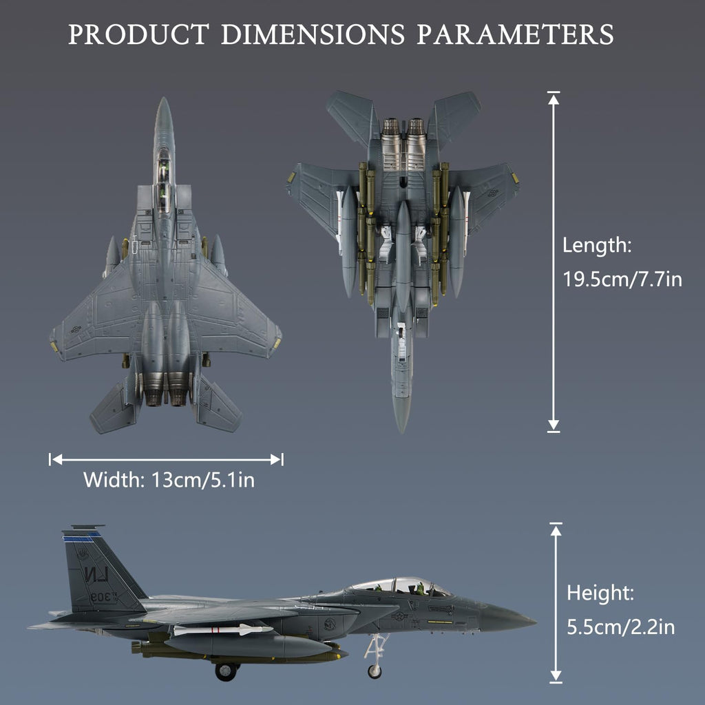 Escala 1:100 F-15E Strike Eagle Modelo de Caza Militar de Metal Fundido a Presión para Colección o Regalo Cola LN