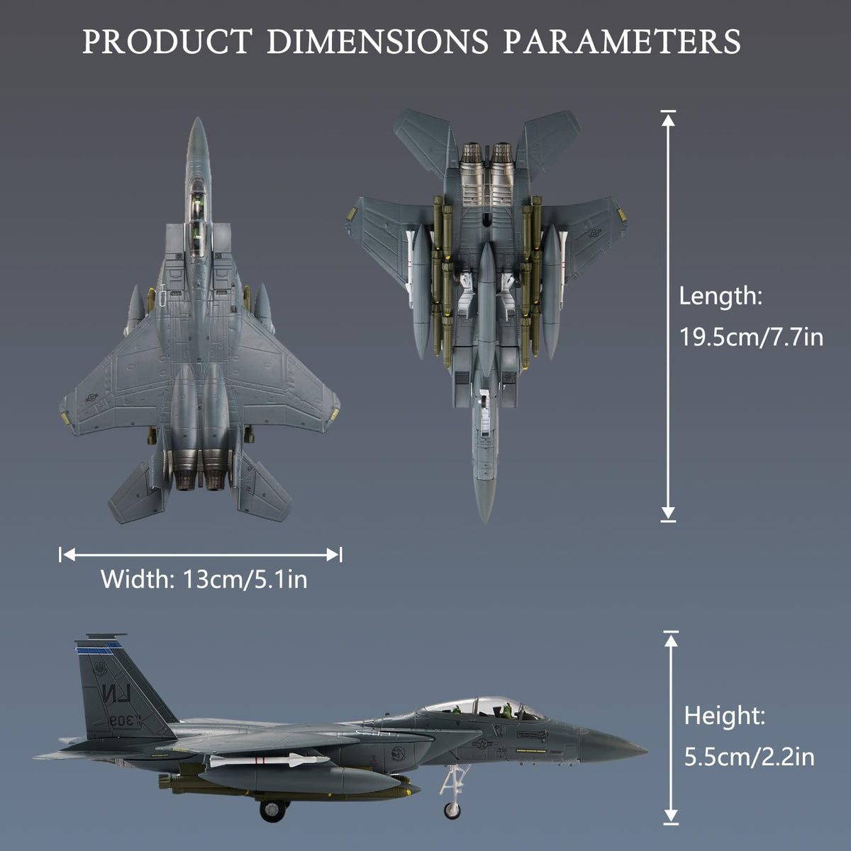 Escala 1:100 F-15E Strike Eagle Modelo de Caza Militar de Metal Fundido a Presión para Colección o Regalo Cola LN