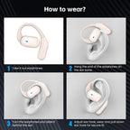 TRAUSI Auriculares inalámbricos de oído abierto, micrófono con cancelación de ruido, auriculares deportivos con IPX7 impermeable y gancho para la oreja Beiyonga