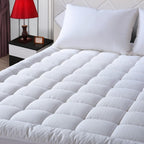 EASELAND Funda de colchón tamaño Queen, protector de colchón acolchado con parte superior de algodón, se estira hasta 8-21 pulgadas, bolsillo profundo, colchoneta refrescante (60x80 pulgadas, blanco)