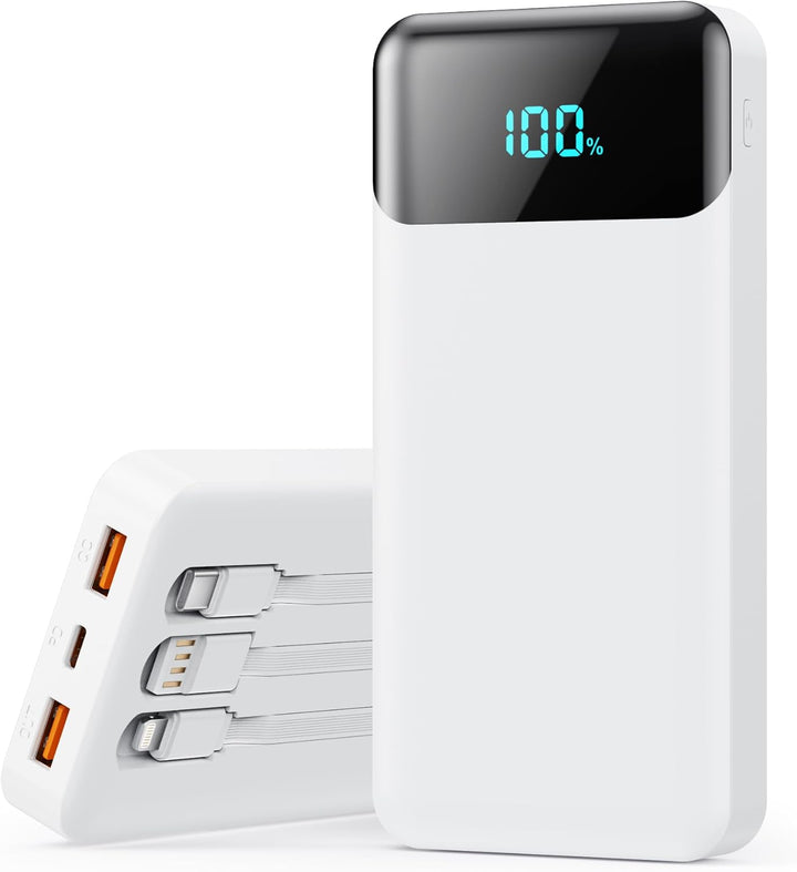 Banco de Energía Cargador Portátil 40800mAh con 3 Cables Integrados...