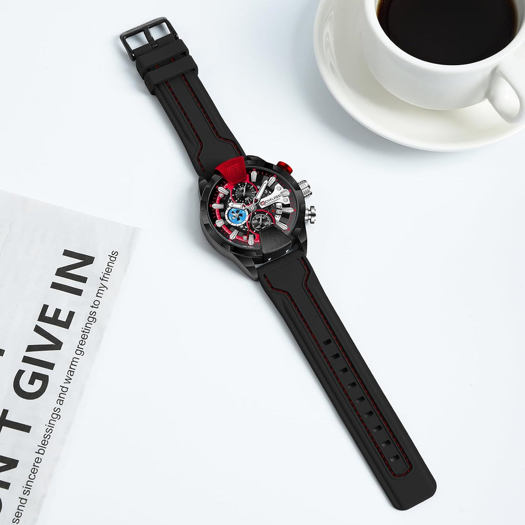 Relojes deportivos para hombre, reloj de gran esfera militar con correa de silicona