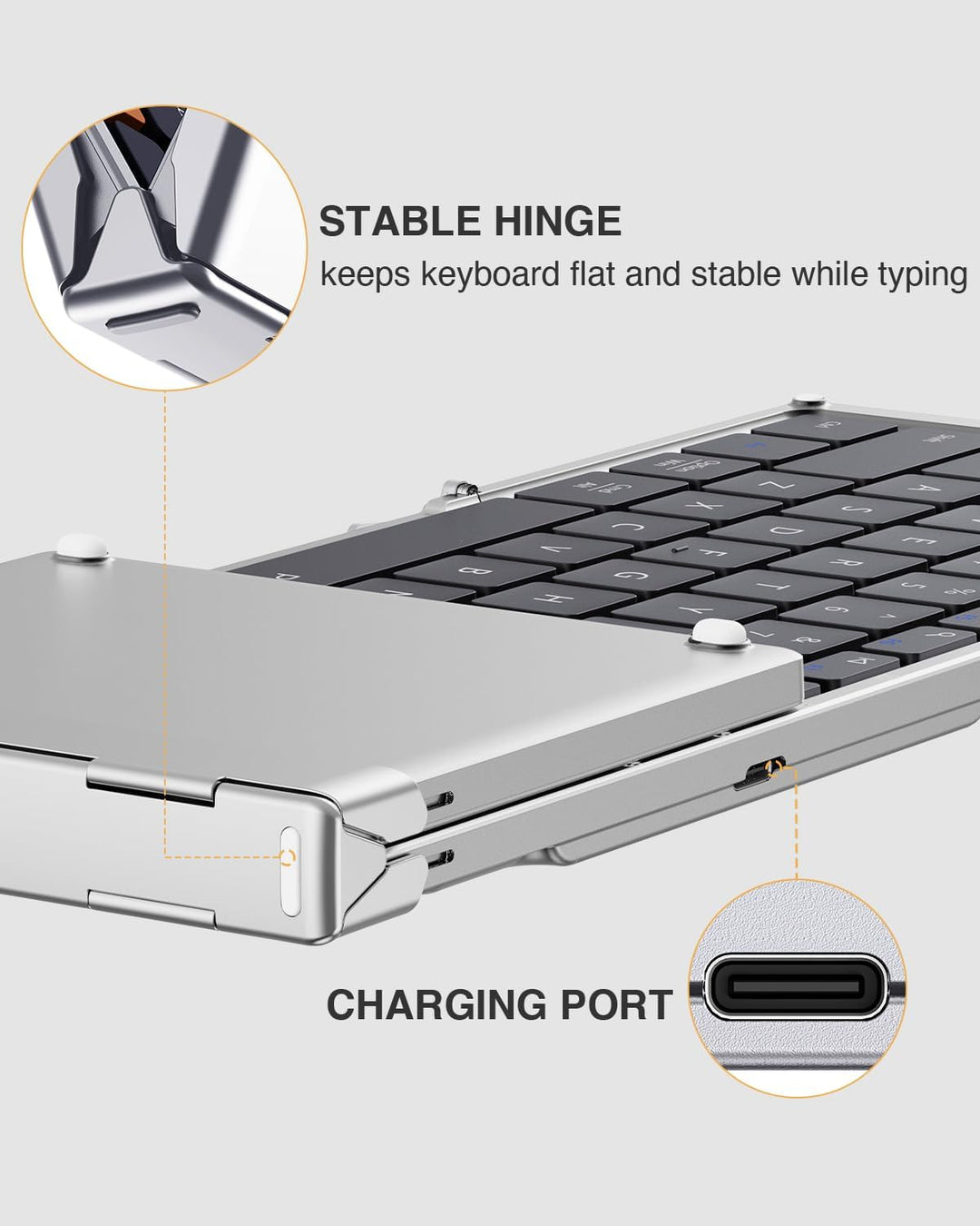 ProtoArc XK01 - Teclado Bluetooth plegable, teclado portátil de tam...