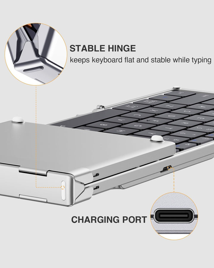 ProtoArc XK01 - Teclado Bluetooth plegable, teclado portátil de tam...