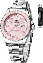 OLEVS Reloj Femenino Clásico de Mujer para Damas Análogo Acero Inoxidable Resistente al Agua Luminosa Día Fecha Dos Tonos de Fácil Lectura en la Muñeca