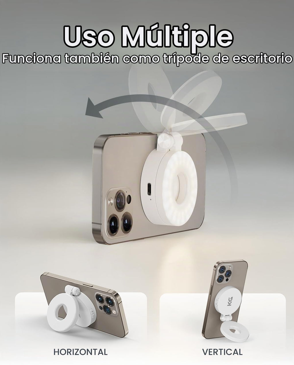 KraftGeek Luz magnética para selfie para iPhone, luz de anillo portátil