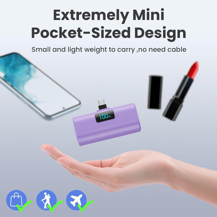 [Paquete de 2] Cargador portátil pequeño de 5200 mAh, banco de ener...