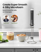 Maestri House LunaFro - Espumador de leche de grado barista, espumador de mano recargable con control de velocidad continuo, almohadilla de puntos de silicona con IPX6 impermeable, microespuma de