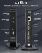 WAVLINK Estación de acoplamiento USB C con monitor doble, estación de acoplamiento Displaylink dual de 5K/4K a 60Hz para Mac M1/M2/M3/M4 o Windows, base para laptop 13 en 1 con 2X HDMI, 2X DP, 130WPD