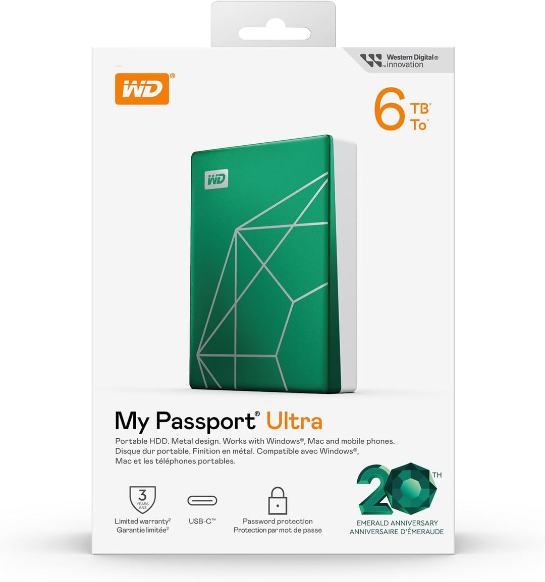 WD Disco Duro Portátil My Passport Ultra de 6TB HDD, Disco de 20º A...