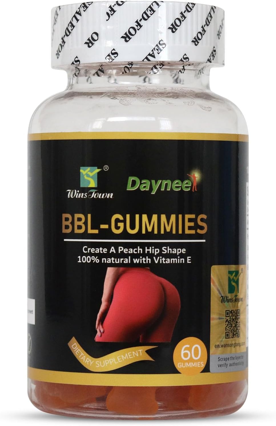 Wins Town BBL - Gomitas para mujer, sabor a melocotón, veganas, 60...