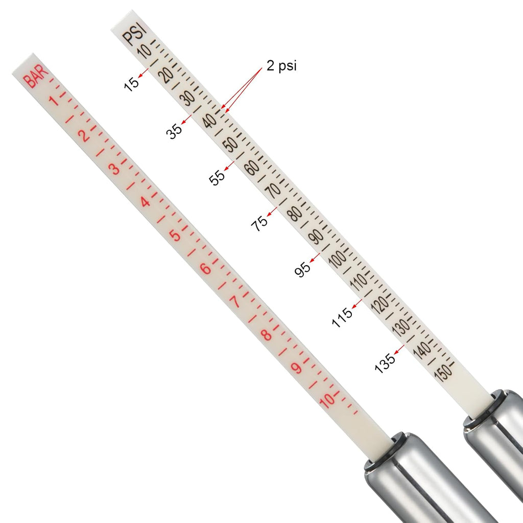 CZC AUTO Medidor de presión de neumáticos, pie recto, resistente, portabrocas de doble cabezal, medidor de aire de servicio automático, 10-150 PSI, 100-1000 KPa para camión, automóvil, caravana,