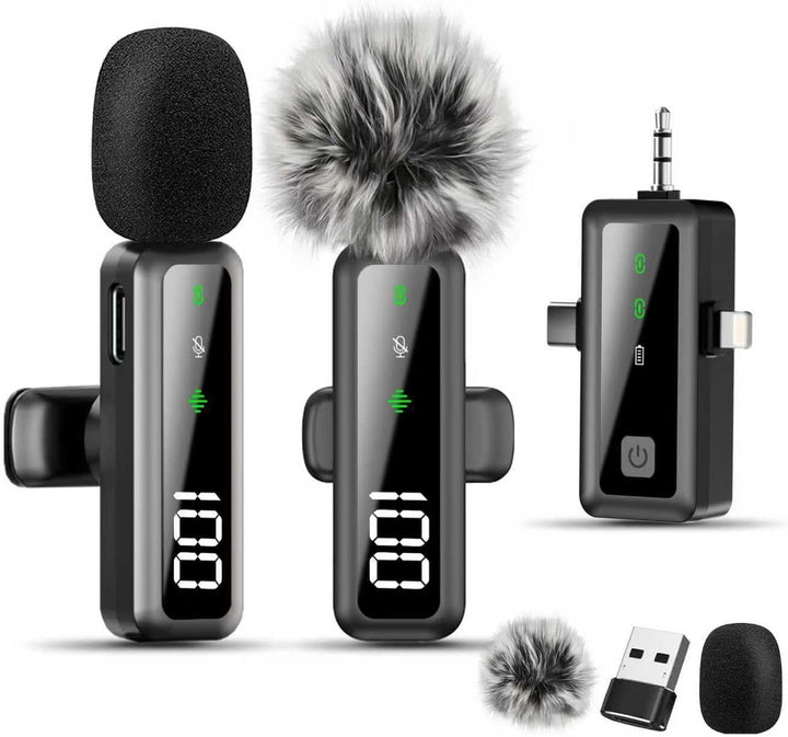 Gicorino Micrófono Lavalier inalámbrico para iPhone\/Android\/cámar...