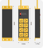 CCCEI Cable de extensión largo de calibre 12 con múltiples tomas, amarillo