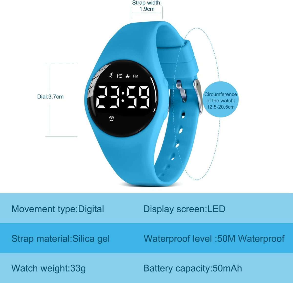 Relojes para niños y niñas, reloj deportivo digital con contador de pasos, podómetro, alarma de vibración, sin aplicación, impermeable, rastreador de fitness, reloj para niños, niñas, adolescentes