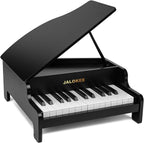 Teclado de piano para niños, piano de cola de 25 teclas para niños, mini juguete de instrumento educativo musical, volumen ajustable, juguete de madera para niños pequeños y niñas (negro)