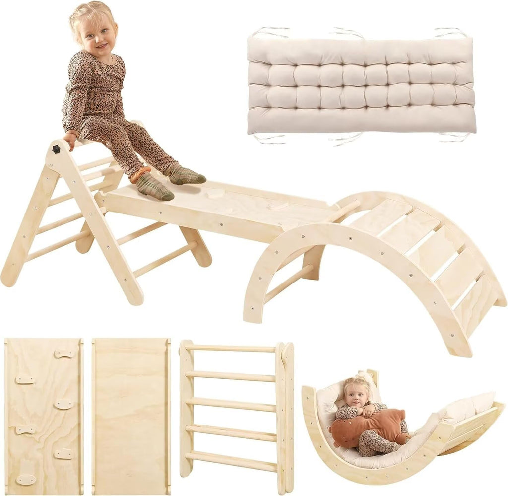Pikler - Juego de triángulos con cojín, 7 en 1, juguetes de escalada para
