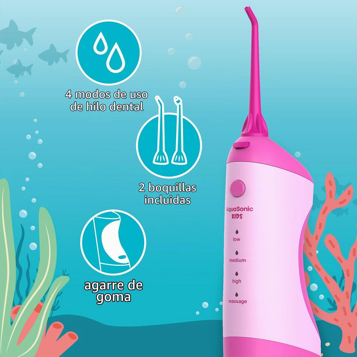 AquaSonic Hilo Dental de Agua para Niños de 6+ Años | Boquilla Está...