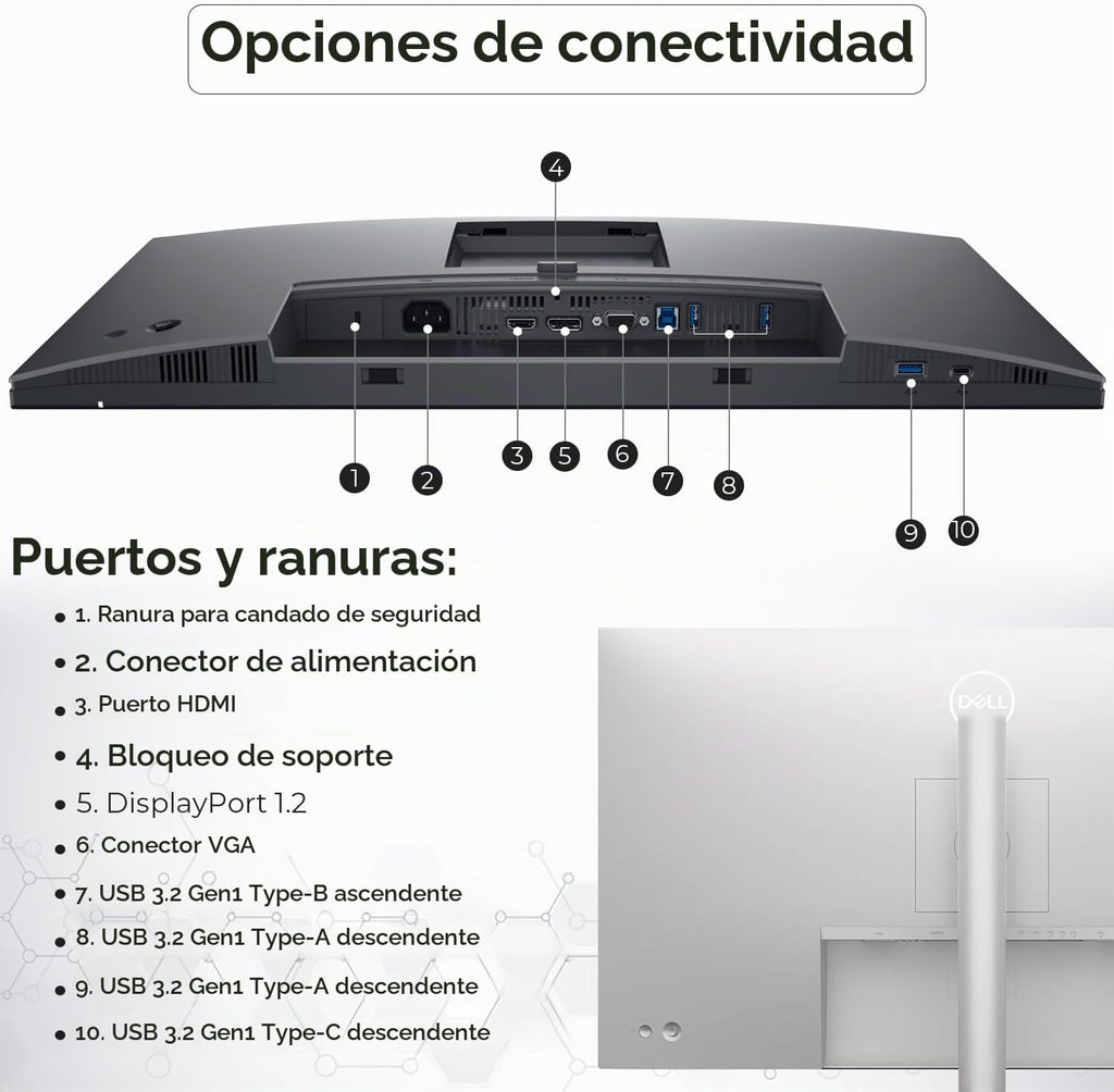 P2725H - Monitor Full HD de 27 pulgadas 1920 x 1080, paquete de pantalla de monitor de computadora con cable de alimentación USB 3.0, cable ascendente, DisplayPort + cables HDMI + paño