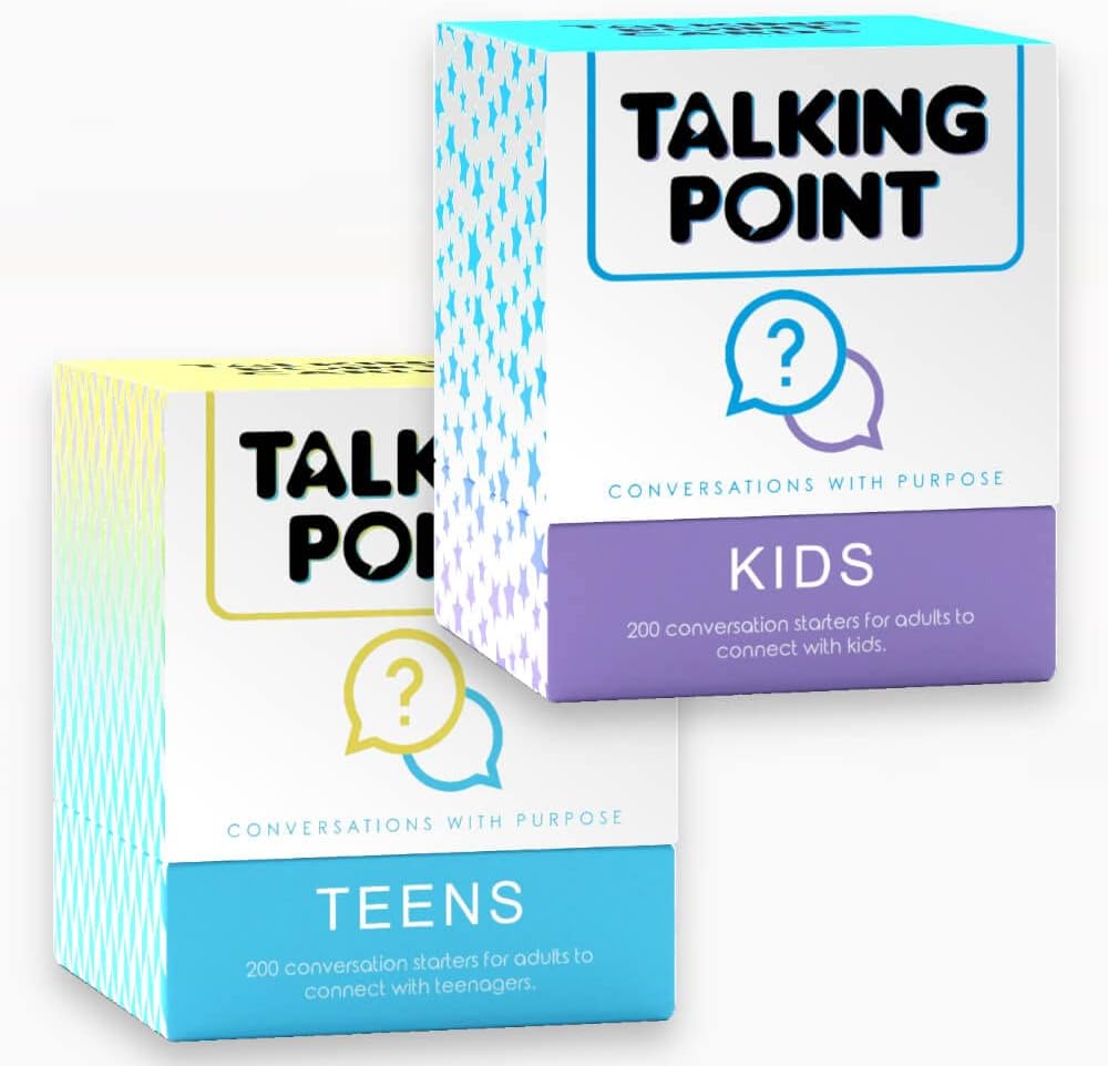 TALKING POINT CARDS Paquete para niños y adolescentes: 400 iniciadores de conversación que provocan el pensamiento - 2 paquetes: niños + adolescentes